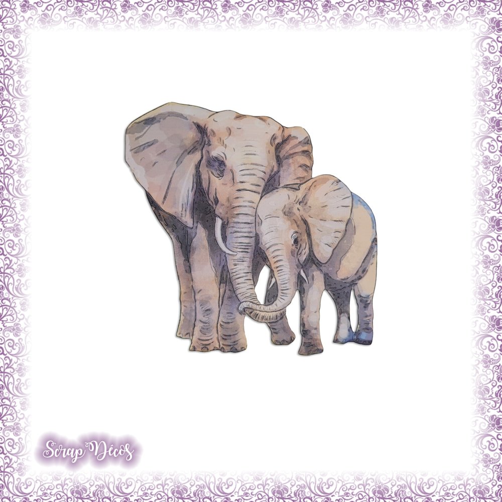 Decoupe Scrapbooking Elephants Elephanteau Bebe Savane Acacia Paysage Animaux Afrique Nature Voyage En Couleurs Ref 3934 Un Grand Marche