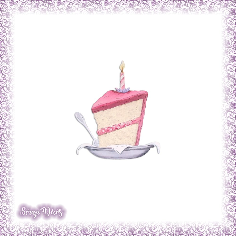 Decoupe Scrapbooking Part Gateau Anniversaire Bougie Rose Fete Dessert Assiette En Couleurs Ref 4223 Un Grand Marche