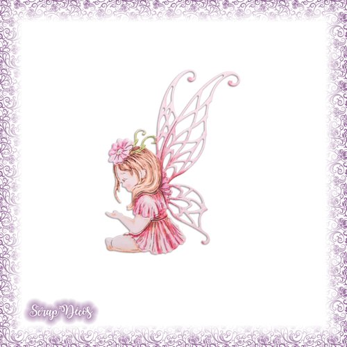 Decoupe Scrapbooking Fee Fille Enfant Elfe Magie Robe Rose Foret Fleurs En Couleurs Type Aquarelle Ref 4114 Un Grand Marche