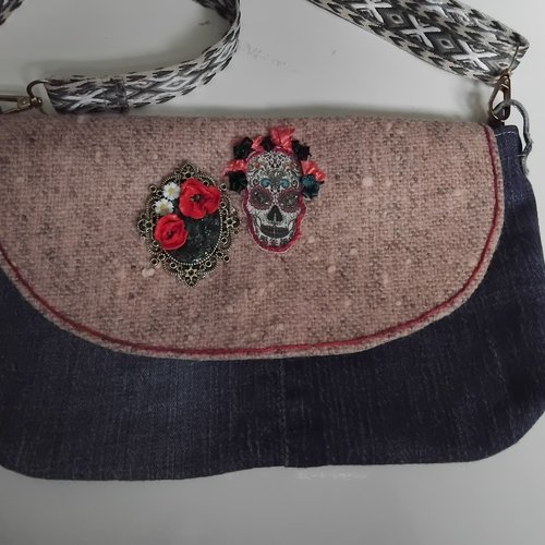 Sac bandoulière crossbody tête de mort