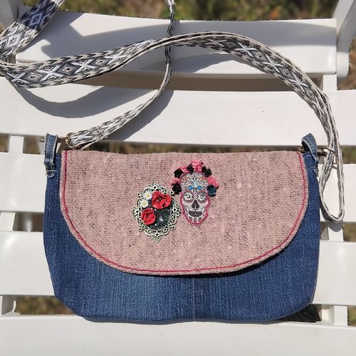 Sac bandoulière crossbody tête de mort