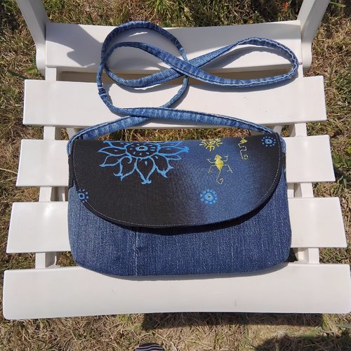 Sac bandoulière crossbody avec grigris brodés main