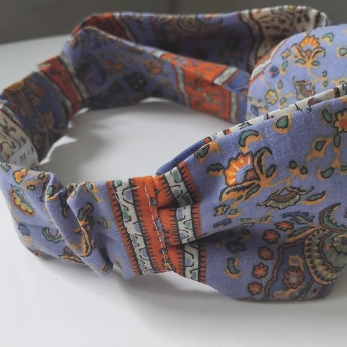 Bandeau serre-tête en indienne provençale, style hippie chic