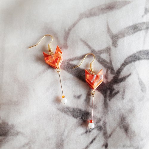 Boucles d'oreilles renard élégantes, cadeaux renard origami, boucles d'oreilles longues et simples, bijoux japonais