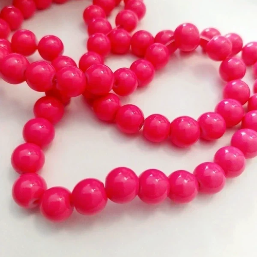 Perles rondes en verre rose 8 mm - lot de 20 - diy bijoux