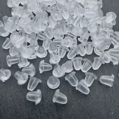 100 poussoirs de boucles d’oreilles en plastique transparent – 4×4 mm
