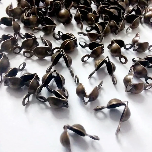 50 cache-nœuds ronds métal bronze – finitions bijoux 7×4 mm