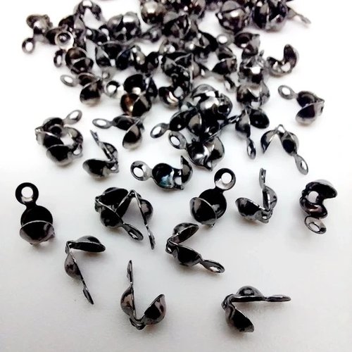 60 caches-nœud / embouts de perle en métal argenté gunmetal – 8×4 mm