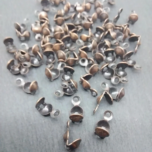 100 caches-nœud / embouts de perle en métal cuivre rouge – 8×4 mm