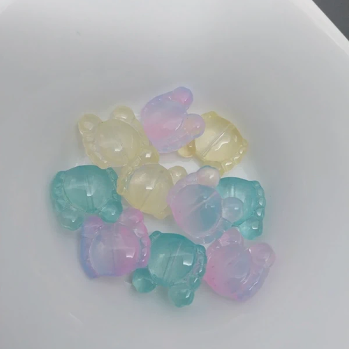 10 perles fantaisie acrylique crabe pastel transparent – 13×14 mm