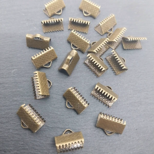 20 embouts attache ruban à écraser fermoirs – métal bronze– 10x7 mm