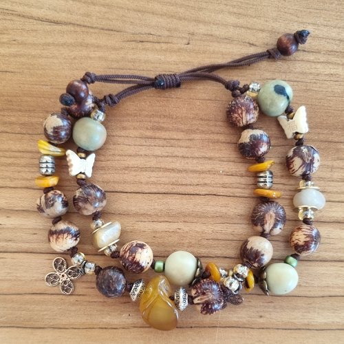 Bracelet à ambre et perles naturelles