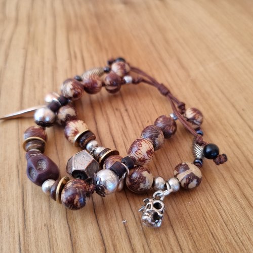 Bracelet gothique à breloques, tête de mort