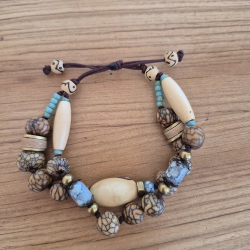 Bracelet vegan, graines et pois sabre