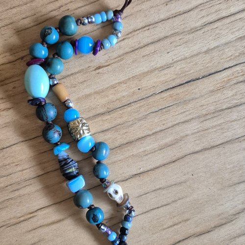Bijoux de téléphone, chaînette perles turquoises