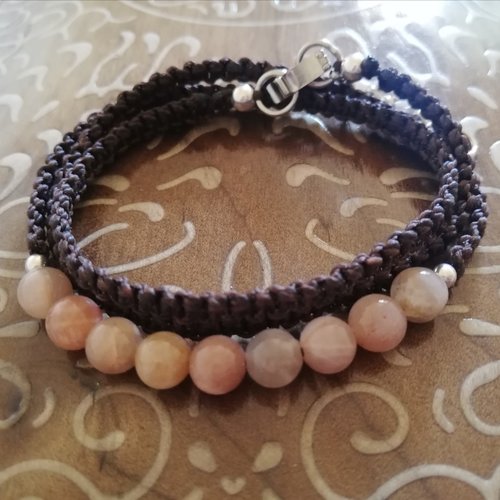 Bracelet  tissé pierre de soleil - 3 tours de poignet - bijou de soin - lithothérapie - soin énergétique - pierres semi-précieuses - s