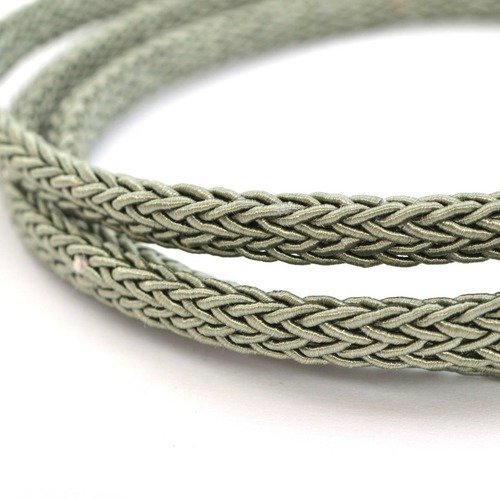 50 cm de cordon tressé ovale vert en polyester 4x7 mm