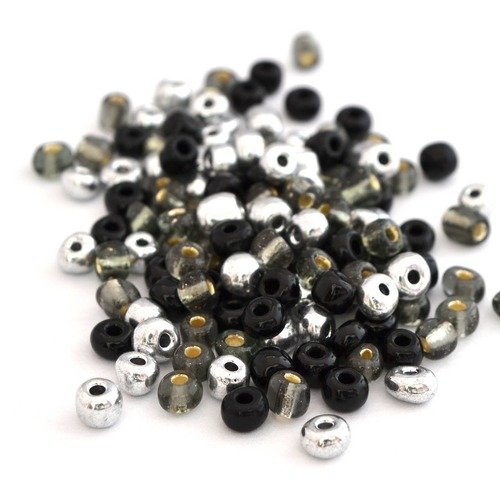 10gr grosses perles de rocaille 6/0 gris argenté en verre 4mm / mperro019