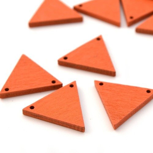 4 connecteurs triangles orange en bois 20 mm x 17 mm
