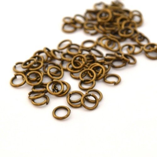 50 anneaux doubles 5mm en métal bronze antique épaisseur 0.7mm