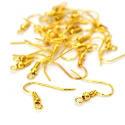 20 crochets boucles d'oreilles dorés en métal 19x18mm