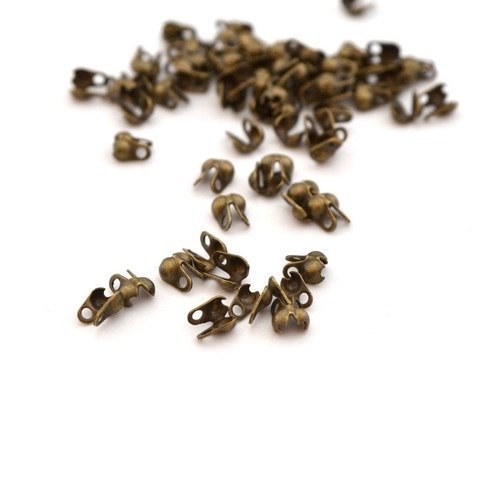 50 mini embouts cache noeud bronze antique pour chaîne bille 1 à 1.5mm