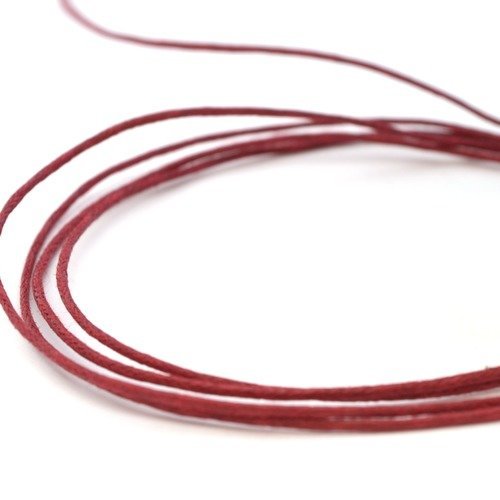 5m de cordon de coton ciré rouge bordeaux 1 mm