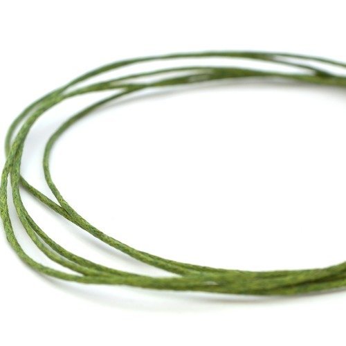 5m de cordon de coton ciré vert olive 1 mm