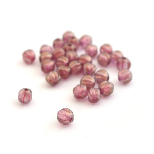 50 perles de bohême rose forme melon 5 mm