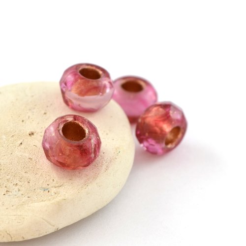 5 perles tchèques boulier rose en verre de bohème