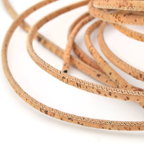 50 cm de cordon de liège rond 3mm naturel