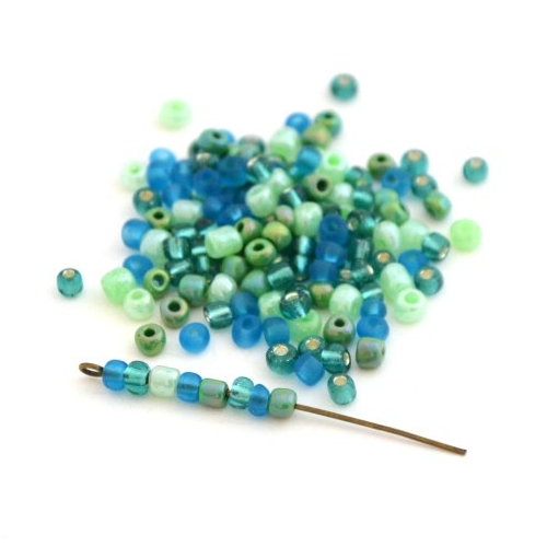 Grosses perles de rocaille turquoise menthe en verre 4mm