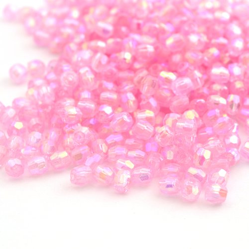10 g de perles rose en acrylique 4mm