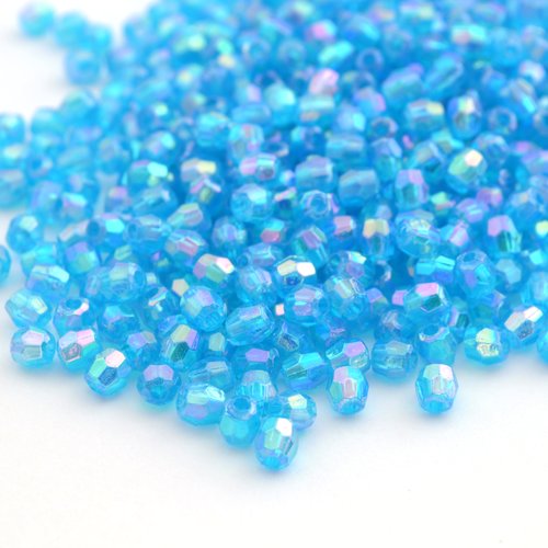 10 g de perles bleues en acrylique 4mm
