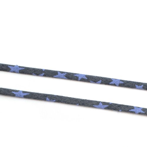 Cordon liberty chambray etoiles bleu azur 4 mm/ 1 mètre