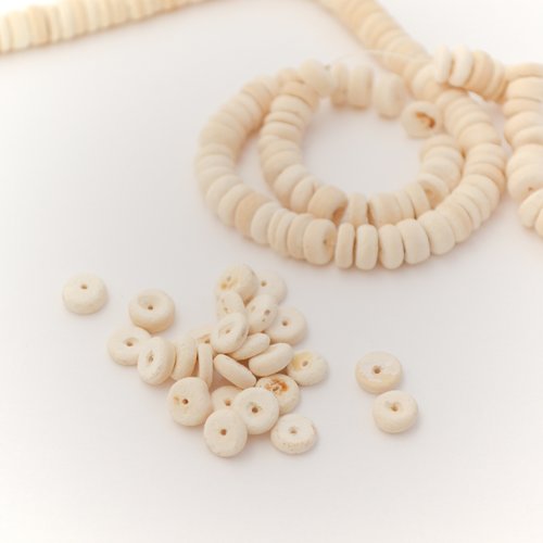 50 perles rondelles de coco écrues 8 mm x 3 mm