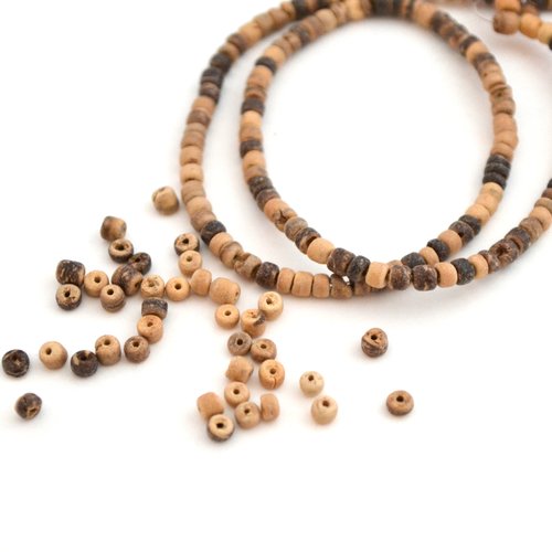 100 petites perles heishi coco 3.5 mm marron naturel