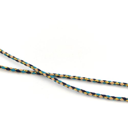 Cordon rond 1.5mm tresse multicolore doré