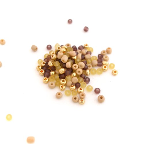 Perles de rocaille 6/0 beige moutarde violet en verre 4mm