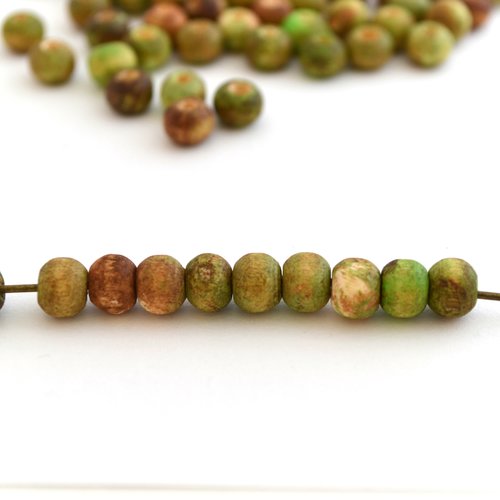 500 perles rondes boulier en bois vert marron 6mm