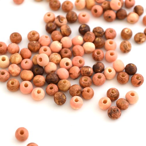 500 perles rondes en bois rose corail marron 6mm
