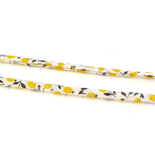 Cordon tissu coton liberty jaune ed 4 mm