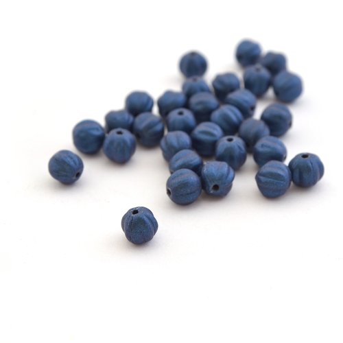 50 perles de bohême bleu marine forme melon 5mm