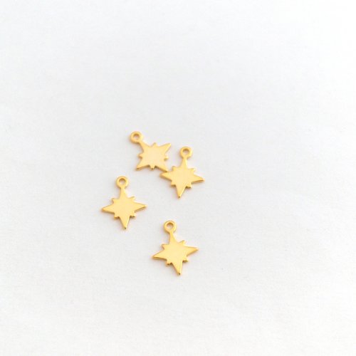 Mini breloque étoile soleil en inox doré 12 mm