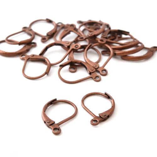20 boucles d'oreilles dormeuses cuivré vieilli en laiton 14mm