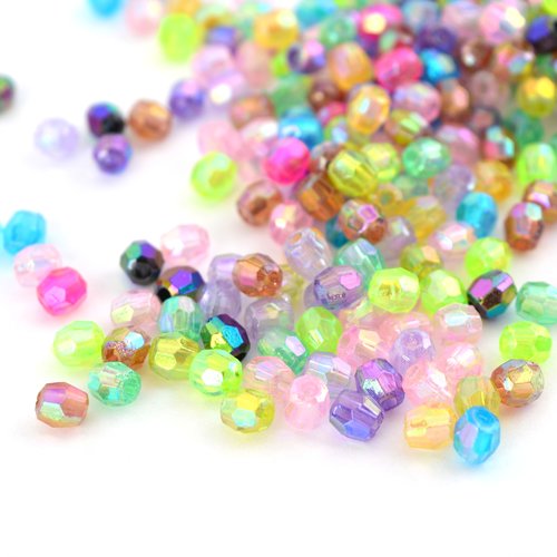 10 g de perles multicolores acrylique 4mm