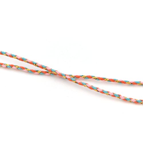 Cordon rond 1.5mm tresse multicolore doré