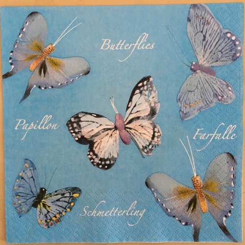 Serviette en papier «papillons bleus»