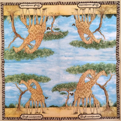 Serviette en papier «les girafes et leur bébé»