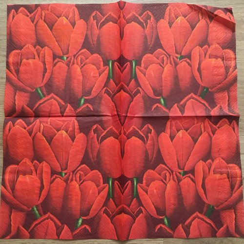 Serviette en papier «tulipes rouges»